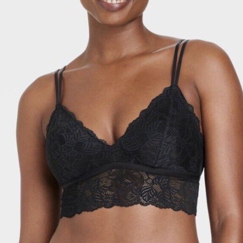 Auden Black Lace Longline Bralette